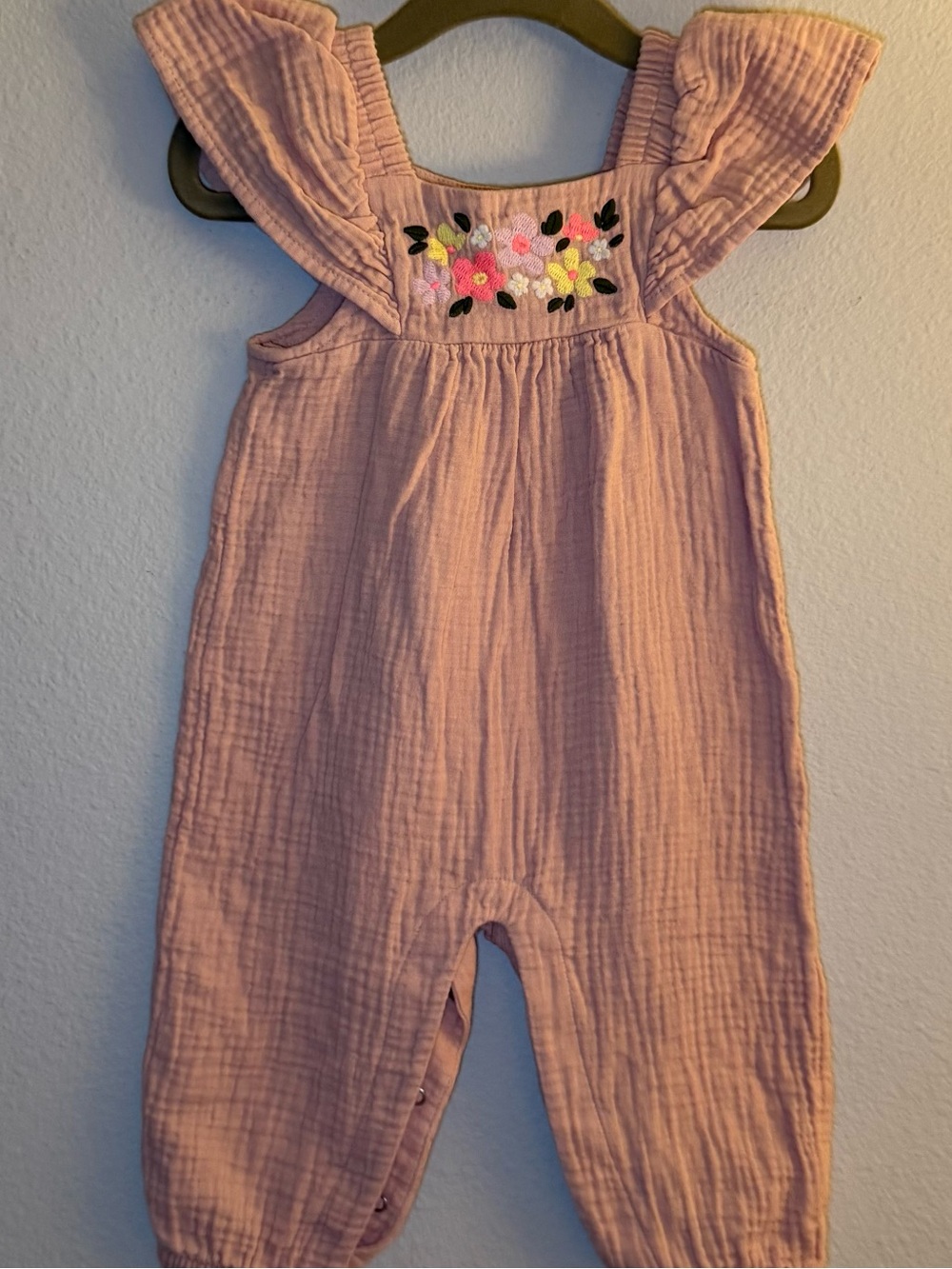 Cat & Jack Pink Embroidered Flutter Romper